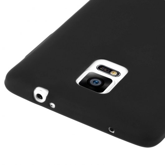 Avizar Funda Protectora de Silicona Negra Ultrafina para Samsung Galaxy Note 4