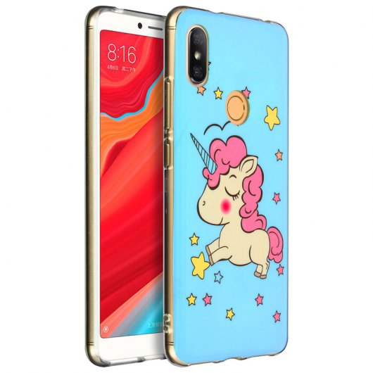 Avizar Funda Protectora de Silicona Flexible con Estampado de Unicornios y Estrellas para Xiaomi Redmi S2