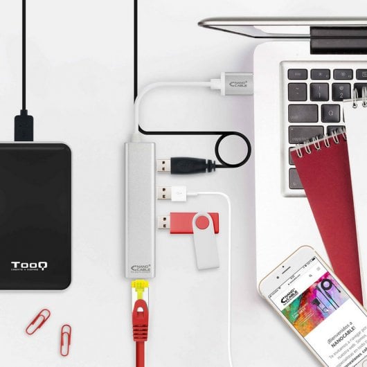 Nanokabel USB 3.0 zu Gigabit Ethernet Konverter + 3xUSB 3.0 15 cm