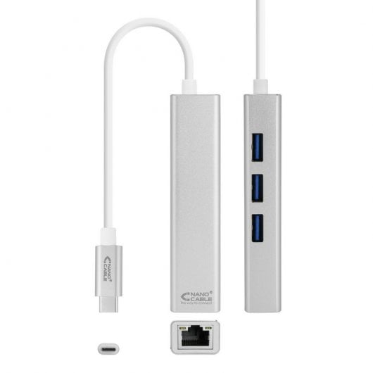 Convertitore nanocavo da USB-C a Gigabit Ethernet + 3x USB 3.0 da 15 cm