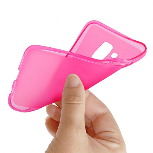 Carcasa Samsung Galaxy J6 Plus de silicona flexible antihuellas Rosa