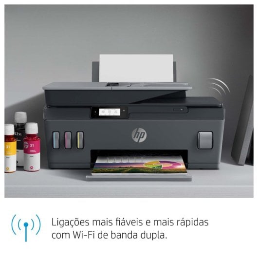 Multifunções HP Smart Tank Plus 655 Jato de Tinta Color WiFi Fax ADF Tanque Inclusivo