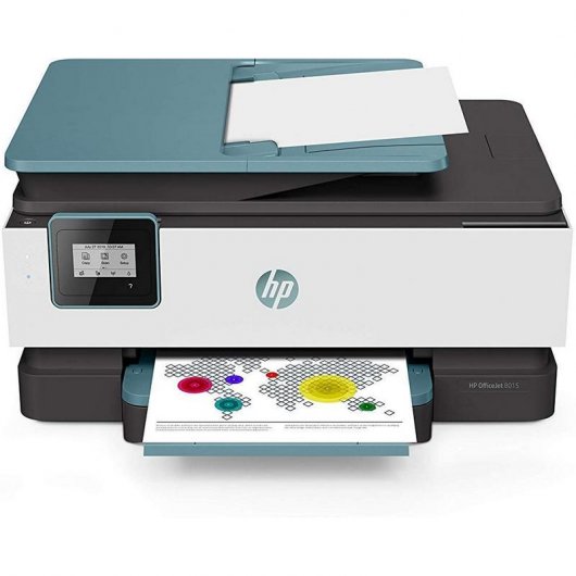 HP OfficeJet Imprimante Tout-en-un 8015, Couleur, Imprimante pour Domicile, Impression, copie, numérisation, Chargeur automatique de documents de 35 feuilles; Impression recto-verso; Écran tactile MGD (graphique noir et blanc)