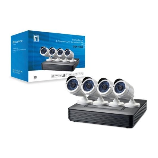Kit de vidéosurveillance Level One DSK-4001 4 canaux 1080P IP66 vision nocturne