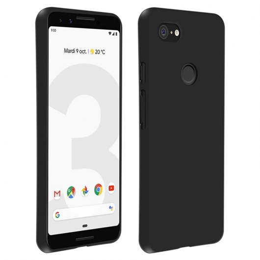 Avizar Funda Protectora de Silicona Flexible Antihuellas Negra para Google Pixel 3