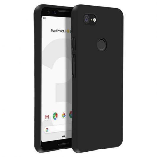Avizar Funda Protectora de Silicona Flexible Antihuellas Negra para Google Pixel 3