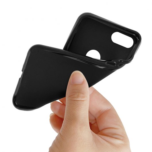 Avizar Funda Protectora de Silicona Flexible Antihuellas Negra para Google Pixel 3