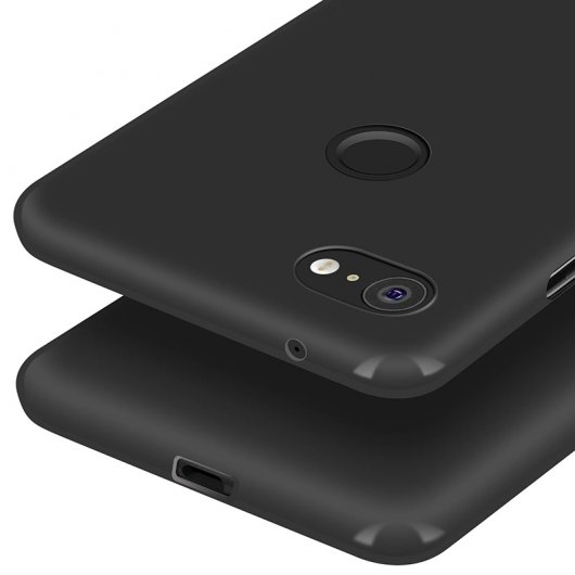 Avizar Funda Protectora de Silicona Flexible Antihuellas Negra para Google Pixel 3