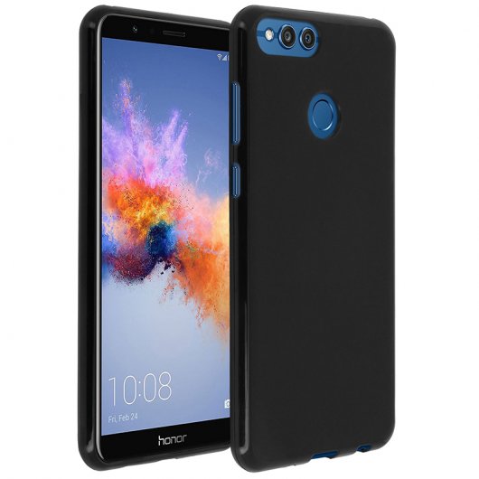 Avizar Funda Protectora de Silicona Flexible Antihuellas Negra para Honor 7X