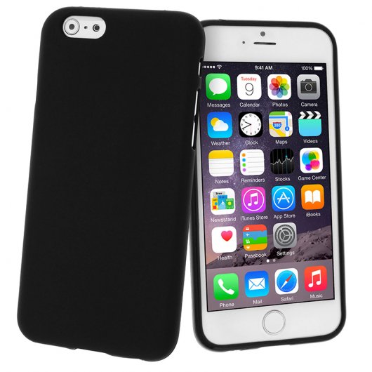 Avizar Funda Protectora de Silicona Flexible Antihuellas Negra para iPhone 6 / iPhone 6S