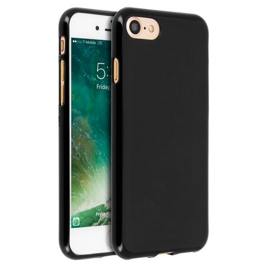 Avizar Capa Protetora de Silicone Flexível Anti-manchas Preta para iPhone 7 / 8