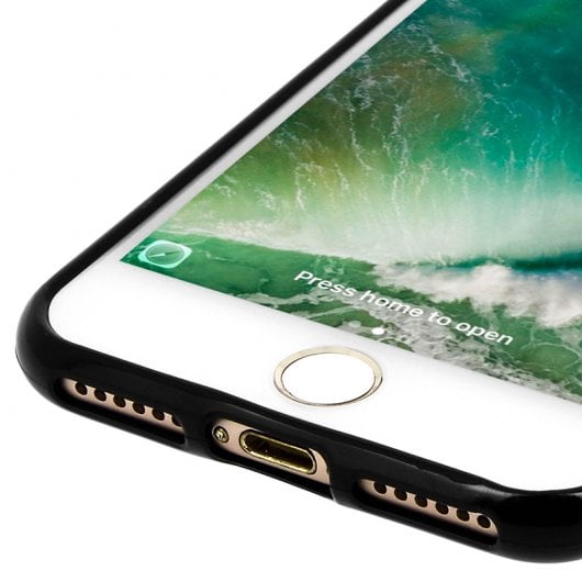Avizar Capa Protetora de Silicone Flexível Anti-manchas Preta para iPhone 7 / 8