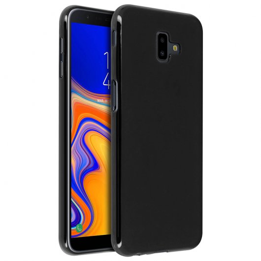 Avizar Funda Protectora Silicona Flexible Antihuellas Negro para Samsung Galaxy J6