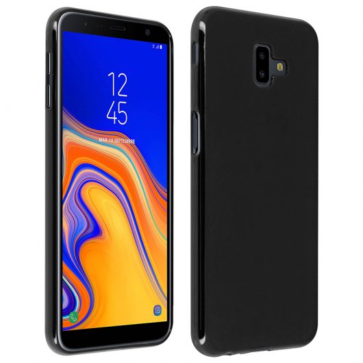 Avizar Funda Protectora Silicona Flexible Antihuellas Negro para Samsung Galaxy J6