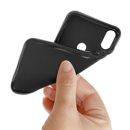 Avizar Funda Protectora Silicona Flexible Antihuellas Negro para Samsung Galaxy J6
