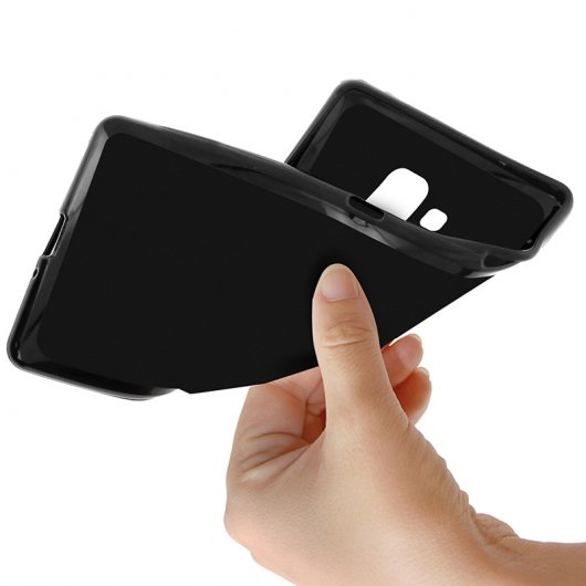 Avizar Funda Protectora de Silicona Flexible Antihuellas Negra para Samsung Galaxy J6
