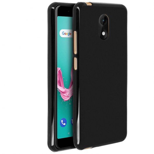 Avizar Funda Protectora de Silicona Flexible Antihuellas Negra para Wiko Lenny 5