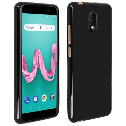 Avizar Funda Protectora de Silicona Flexible Antihuellas Negra para Wiko Lenny 5