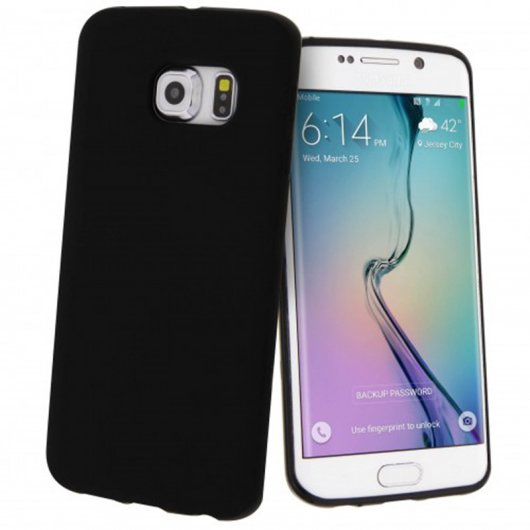 Avizar Funda Protectora de Silicona Flexible Antihuellas Negra para Samsung Galaxy S6 Edge