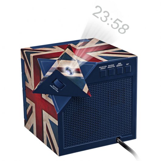 Bigben RR70PGB Radio Despertador con Proyector Diseño Union Jack