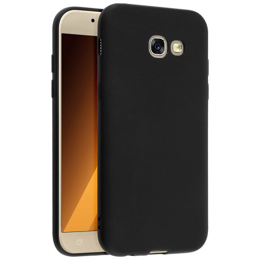 Avizar Funda Protectora de Silicona Flexible Antihuellas Negra para Samsung Galaxy A5 2016