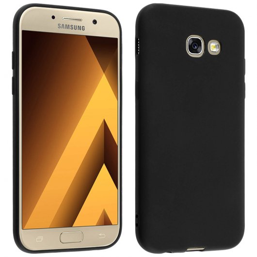 Avizar Funda Protectora de Silicona Flexible Antihuellas Negra para Samsung Galaxy A5 2016