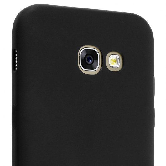 Avizar Funda Protectora de Silicona Flexible Antihuellas Negra para Samsung Galaxy A5 2016