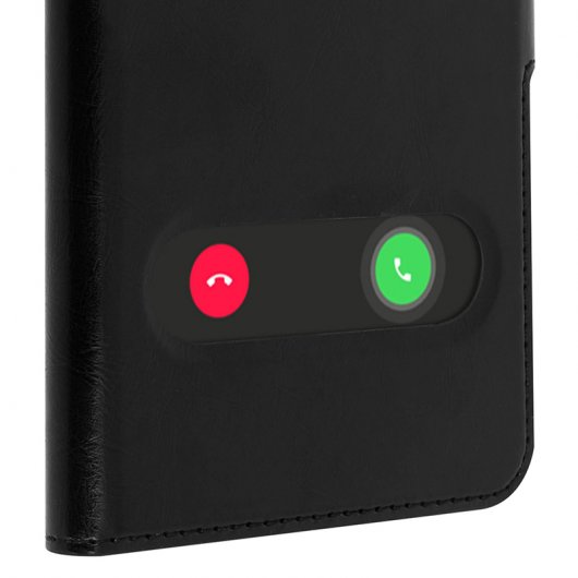 Avizar Funda Protectora Negra Tipo Libro de Silicona con Doble Ventana para Alcatel A7 XL