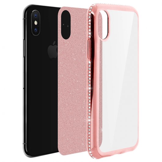 Avizar Funda Protectora de Silicona Efecto Lentejuelas Brillantes Champán para iPhone X