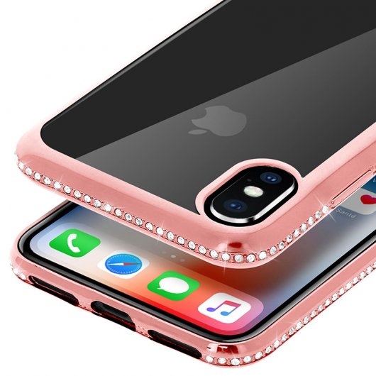 Avizar Funda Protectora de Silicona Efecto Lentejuelas Brillantes Champán para iPhone X