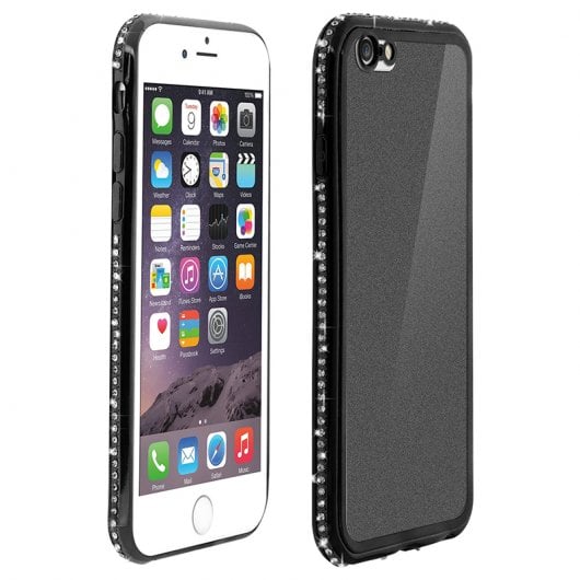Avizar Funda Protectora de Silicona Efecto Lentejuelas Brillantes Negras para iPhone 6 / iPhone 6S