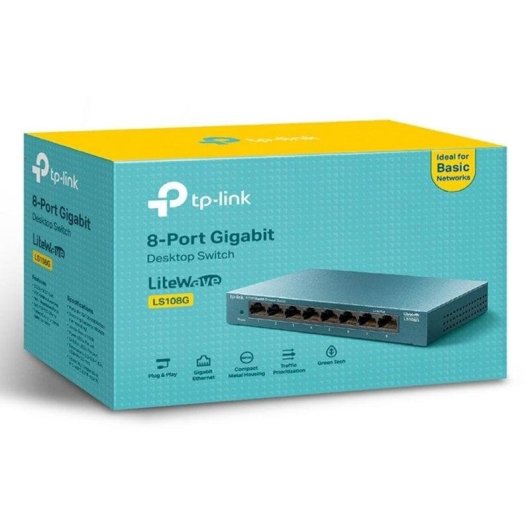 Switch TP-Link LS108G 8 ports Gigabit QoS efficacité énergétique métallique