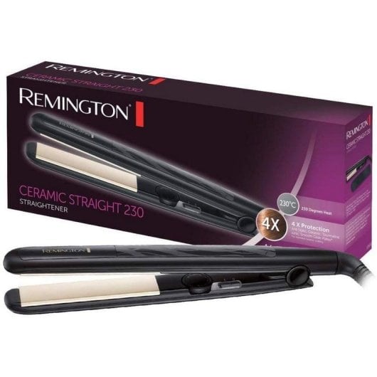 Prancha de Cabelo Cerâmica Turmalina Remington S3500 230ºC Placas Flutuantes Desligamento Automático Preto