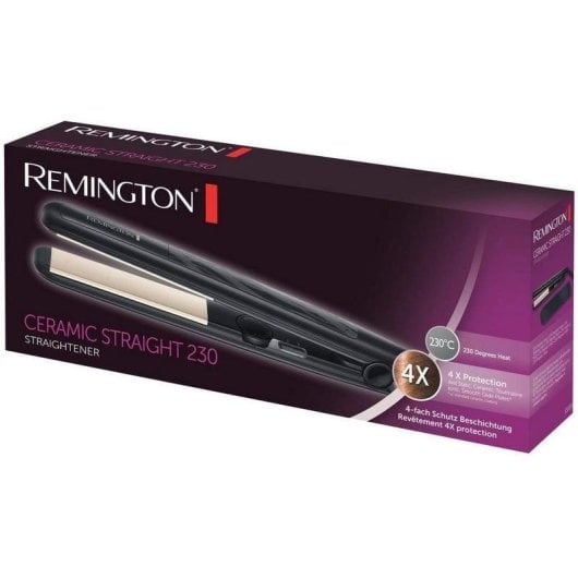 Prancha de Cabelo Cerâmica Turmalina Remington S3500 230ºC Placas Flutuantes Desligamento Automático Preto