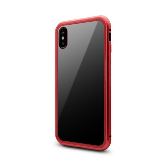 Unotec Funda Magnética con Cristal Templado Roja para iPhone XS MAX
