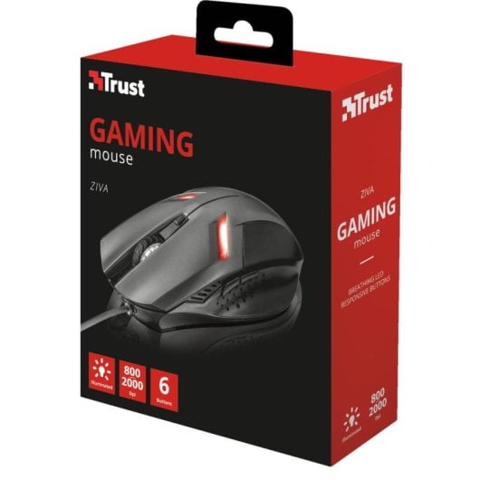 Mouse Trust Ziva Gaming USB 2000 DPI Nero LED 6 Pulsanti Programmabili