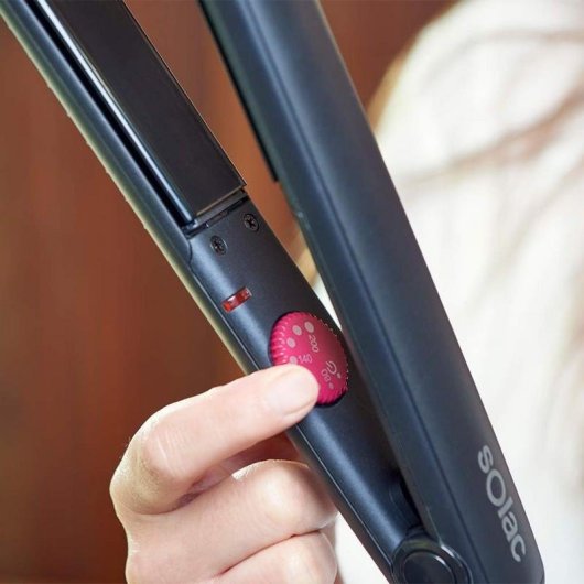 Prancha de Cabelo Cerâmica Solac Long Perfect Lissé 200ºC Placas Extra Longas Preto Rosa