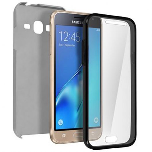 Avizar Funda Protectora 360º de Silicona y Policarbonato Plateada para Samsung Galaxy J3