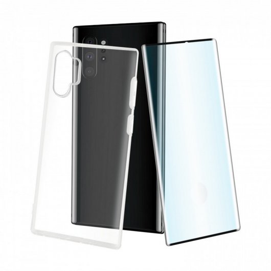 Muvit Pack Funda Cristal Soft Transparente + Cristal Templado para Samsung Galaxy Note 10 Plus