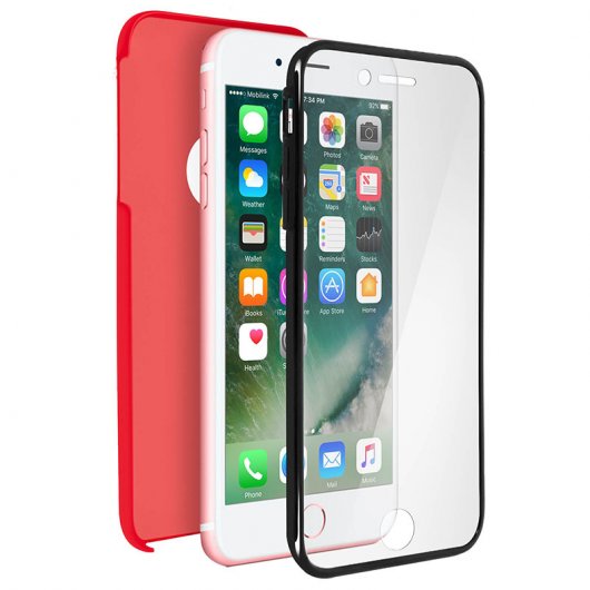 Avizar Funda Protectora de Silicona y Policarbonato Protección 360º Roja para iPhone 7 / iPhone 8