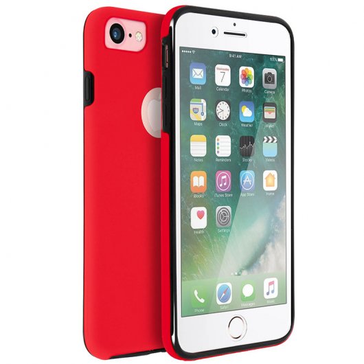 Avizar Funda Protectora de Silicona y Policarbonato Protección 360º Roja para iPhone 7 / iPhone 8