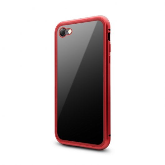 Coque magnétique Unotec avec verre trempé rouge pour iPhone 7/8/SE 2020