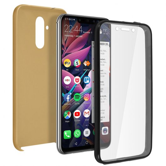 Avizar Funda Protectora de Silicona y Policarbonato Protección 360º Dorada para Huawei P8 Lite 2017