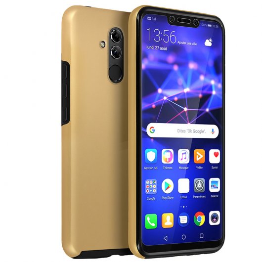Avizar Funda Protectora de Silicona y Policarbonato Protección 360º Dorada para Huawei P8 Lite 2017