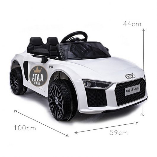 Ataa Cars Coche Eléctrico con Licencia Audi R8 Spyder 12V Blanco