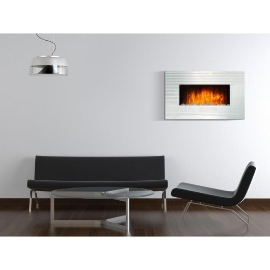 Purline CHE-450 Chimenea Eléctrica Mural con Mando a Distancia 2000W