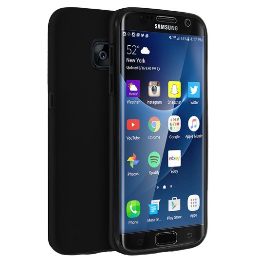 Avizar Capa Preta de Silicone e Policarbonato com Proteção Total para Samsung Galaxy S7 Edge
