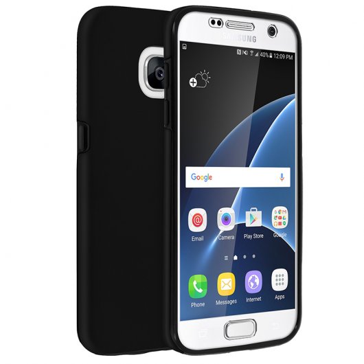 Avizar Funda Protectora de Silicona y Policarbonato Protección Total Negra para Samsung Galaxy S7