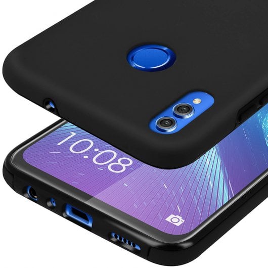 Avizar Funda Protectora de Silicona y Policarbonato Protección Total Negra para Honor 8X / View 10 Lite