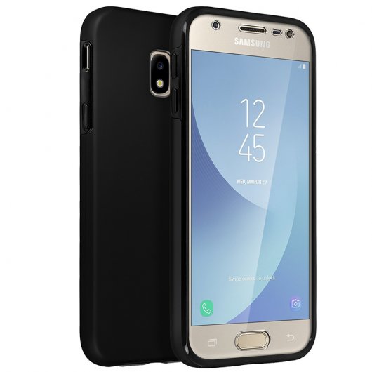 Avizar Funda Protectora de Silicona y Policarbonato Protección Total Negra para Samsung Galaxy J3 2017